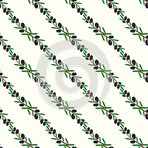 Vector seamless pattern of black olives.