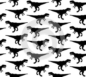 Vector seamless pattern of black tyrannosaur rex