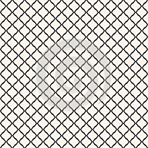 Vector seamless pattern, black and white geometric texture of mesh, net, grid