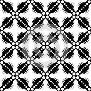 Vector Seamless pattern black and white repeated flowers circles in white background vector illustration photo