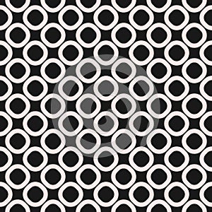 Vector seamless pattern, black & white texture, staggered rings