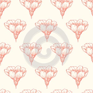 Vector seamless pattern with blooming almond