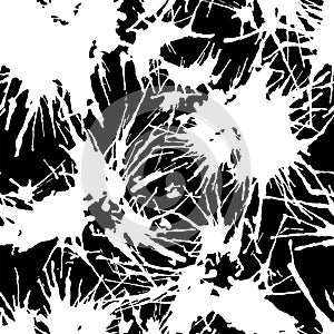 Vector Seamless pattern with blots. White spots on blsck background. Grunge design