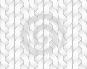 Vector seamless pattern of braided pigtail bands. White texture illustration