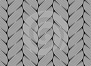 Vector seamless pattern of braided wires like tresses.