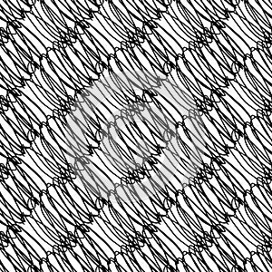 Vector seamless pattern with brush diagonal handwriting. Black color on white background. Hand painted grange cursive