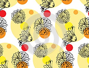 Vector seamless pattern from calendula flowers