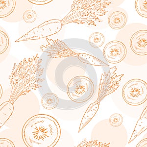 Vector seamless pattern with carrot and its slice