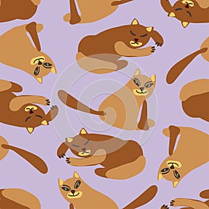 Vector seamless pattern cartoon decorative design cute of cats