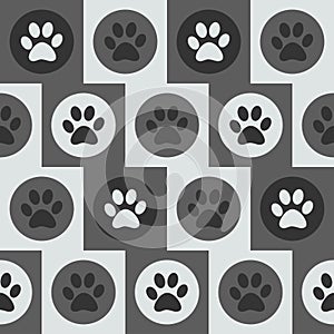 Vector seamless pattern with cat or dog footprints.