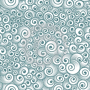 Vector seamless pattern of chaotic curls