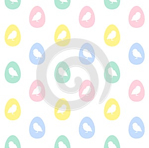 Vector seamless pattern of chick in pastel egg