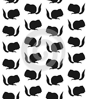 Vector seamless pattern of chipmunk silhouette