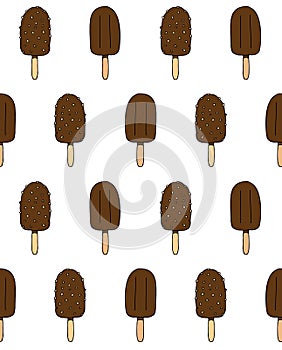 Vector seamless pattern of chocolate ice cream