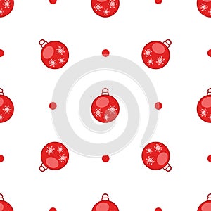 Vector seamless pattern with Christmas balls on white background.