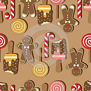 Vector seamless pattern. Christmassy cookies