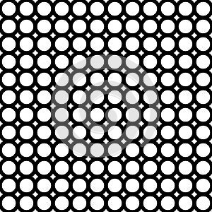 Vector seamless pattern, circles & rings, black & white