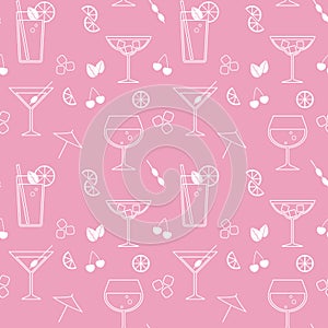 Vector seamless pattern with cocktails