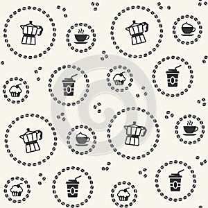 Vector seamless pattern with coffee icon
