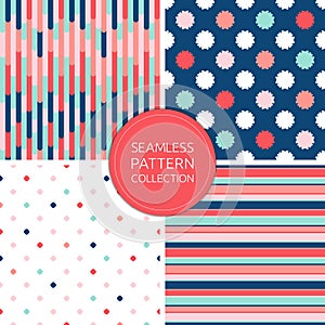 Vector seamless pattern collection, fashion backgrounds. Stylish