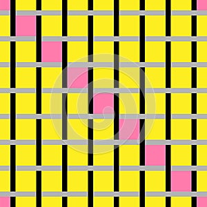 A Vector seamless pattern of colored abstract geometric shapes and grid