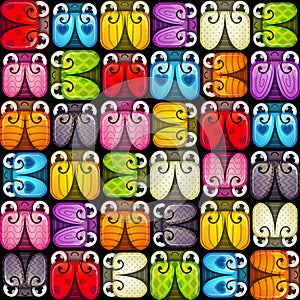 Vector seamless pattern with colorful bugs.