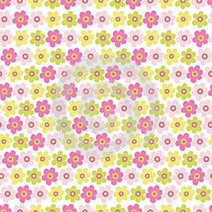 Vector seamless pattern with colorful daisy flowers.