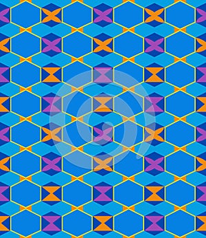 Vector seamless pattern colorful geometric background blue and yellow