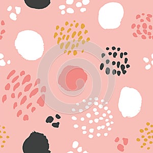 Vector seamless pattern. Colorful painted watercolor points. Hand drawn texture elements.