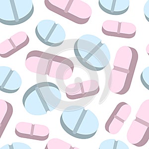 Vector seamless pattern of colourfull pills
