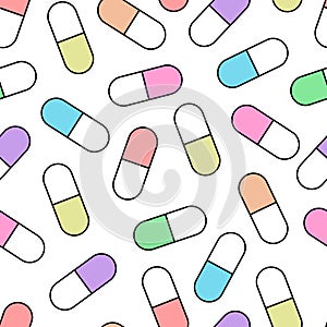 Vector seamless pattern of colourfull pills
