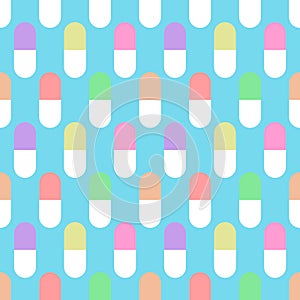 Vector seamless pattern of colourfull pills