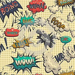 Vector seamless pattern of comic speech bubble