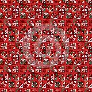 Vector seamless pattern. Consists of geometric elements on red background. The elements have a triangular shape.