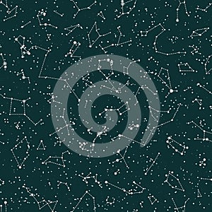 Vector seamless pattern with constellations