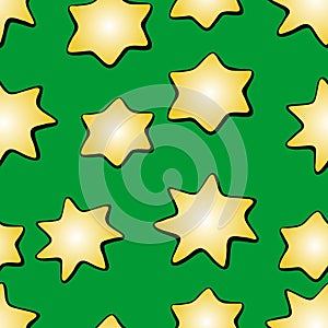 Vector Seamless pattern with contour yellow stars isolated on white background. Magic texture of the night sky, space