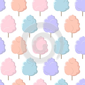 Vector seamless pattern with cotton candy isolated on white background.
