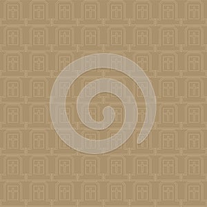 Vector seamless pattern of cross in natural brown and gray color
