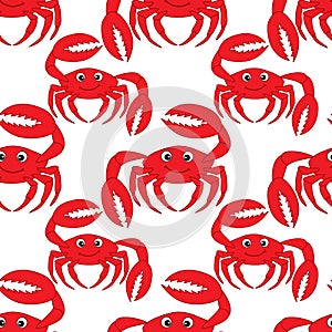 Vector Seamless Pattern with Cute Crabs. Crab Seamless Pattern Vector Illustration.