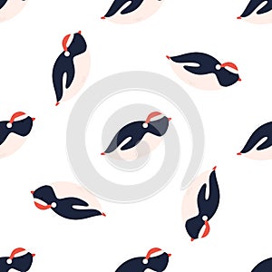 Vector seamless pattern with cute funny penguins