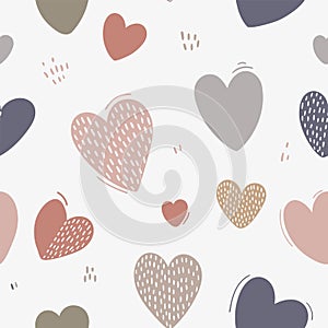 Vector seamless pattern of cute hearts. Decorative wallpaper. Background for Valentine`s day