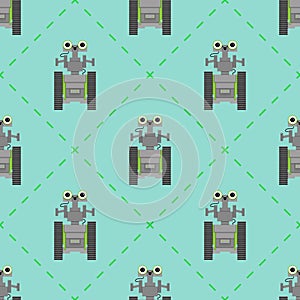 Vector seamless pattern with cute robots.