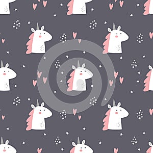 vector seamless pattern with a cute unicorn