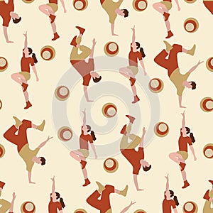 Vector seamless pattern with dancing people
