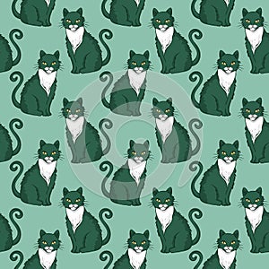 Vector seamless pattern design with cute cats