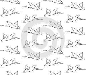 Vector seamless pattern of devil fish skate fish
