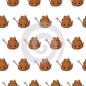 Vector seamless pattern with devil poop emoji.
