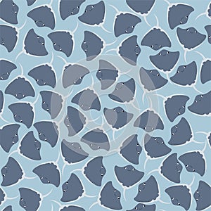 Vector seamless pattern with devilfish.Underwater cartoon creatures.Marine background.Cute ocean pattern for fabric