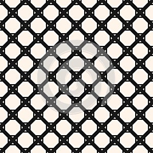 Vector seamless pattern with diamond grid, net, mesh, lattice. Black and white