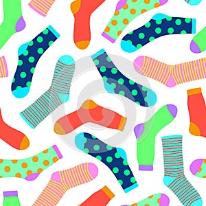 Vector seamless pattern of different colorful socks